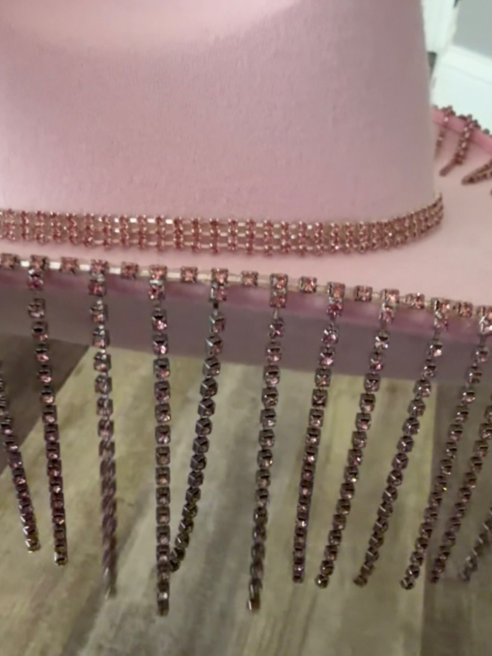 Pink Cowboy Hat with Sequin Tassels - Picture 3 of 3